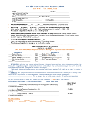2015 RSA Scientific Meeting Registration Form