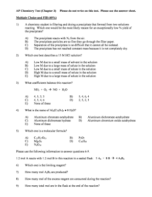 AP Chemistry Test Chapter 3