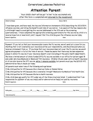Child Influenza Vaccine Consent Form