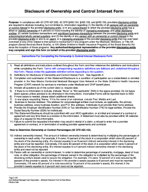 New Mexico Medicaid Disclosure of Ownership and Control Interest Form