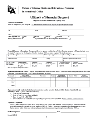 Affidavit of Financial Support