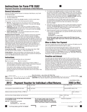 California Form FTB 3582 Payment Voucher
