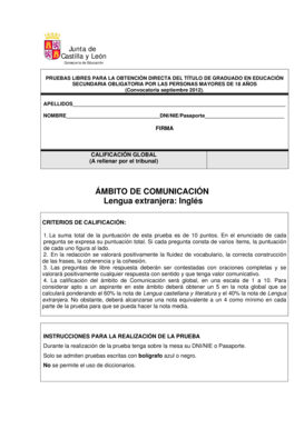 Pruebas libres para la obtención del título de Graduado en E.S.O.