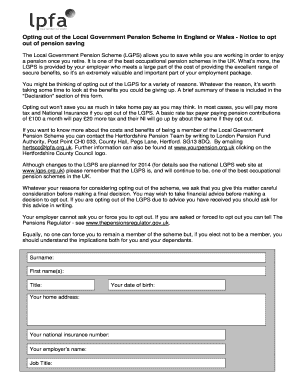 Local Government Pension Scheme Opt-Out Notice