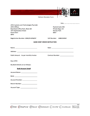 MyGate Bank Debit Order Mandate Form