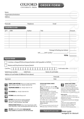 Oxford University Press Order Form
