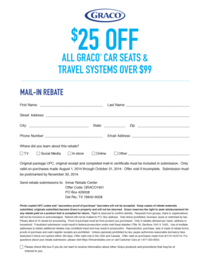 Graco Car Seat Mail-In Rebate Form