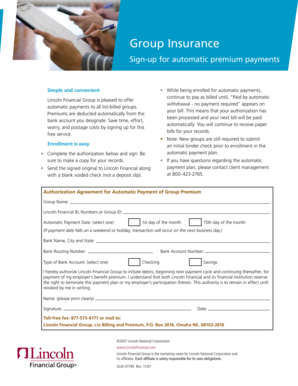 Authorization Agreement for Automatic Payment of Group Premium