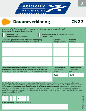 Douaneverklaring CN22