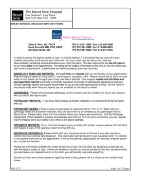 Breast Surgical Oncology New Visit Forms