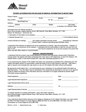 Patient Authorization for Release of Medical Information