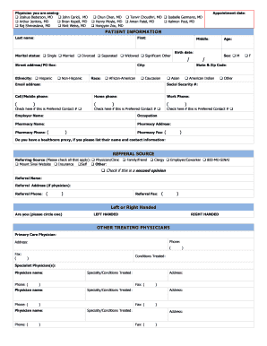 Neurosurgery Patient Intake Form