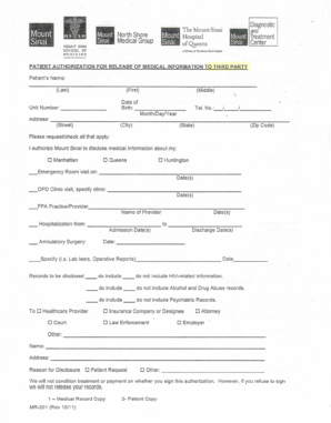 Patient Authorization for Release of Medical Information