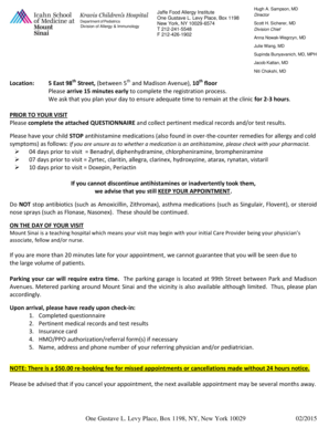 Pediatric Allergy and Immunology Questionnaire