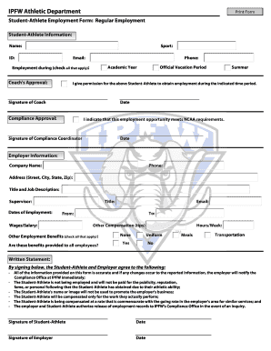 Student-Athlete Employment Form