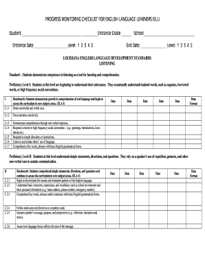 Louisiana English Language Development Standards Checklist