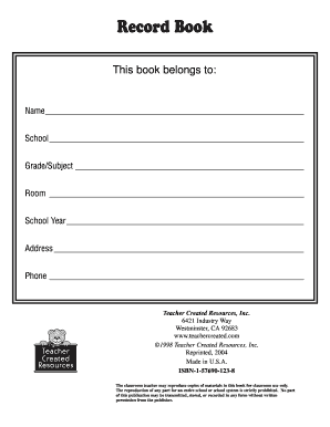 Student Record Book Template