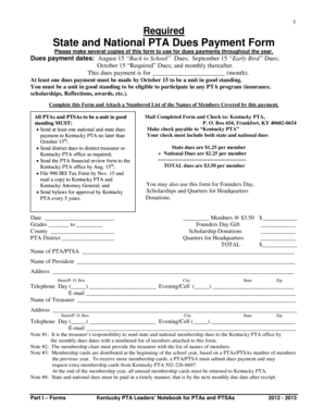 Kentucky PTA Dues Payment Form