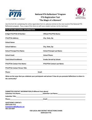 National PTA Reflections Program Registration Form