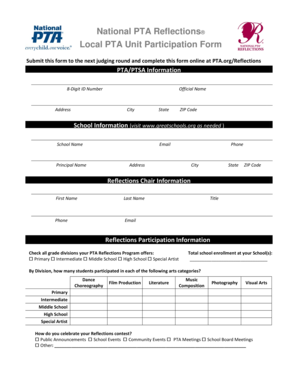 National PTA Reflections Participation Form
