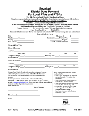 Kentucky PTA District Dues Payment Form