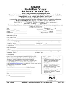 Kentucky PTA District Dues Payment Form