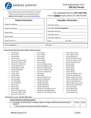 Prior Authorization Form for ARB Step Therapy