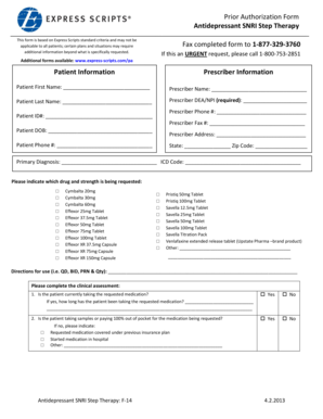 Antidepressant SNRI Step Therapy Prior Authorization Form