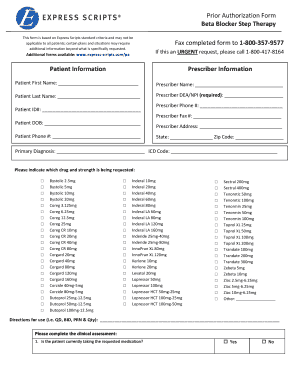 Beta Blocker Step Therapy Prior Authorization Form