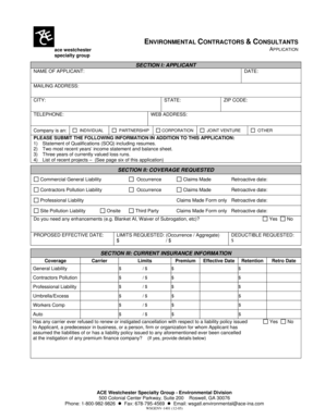 Environmental Contractors Insurance Application