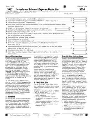 California Form 3526 Investment Interest Expense Deduction
