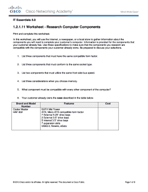 IT Essentials 5.0 Worksheet - Research Computer Components