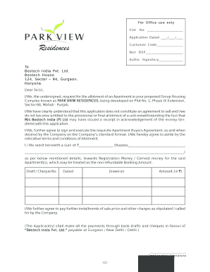 Apartment Purchase Application Form