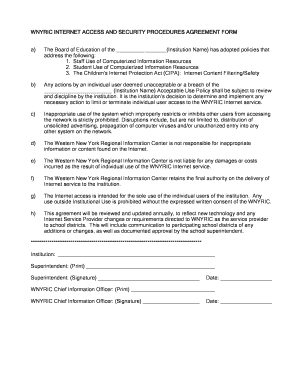 WNYRIC Internet Access and Security Agreement Form
