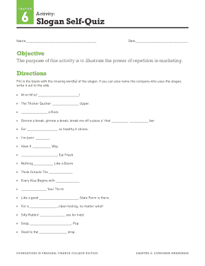 Slogan Self-Quiz Activity