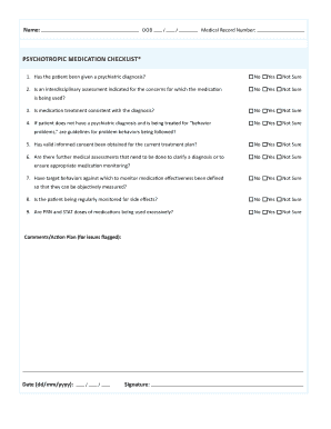 Psychotropic Medication Checklist