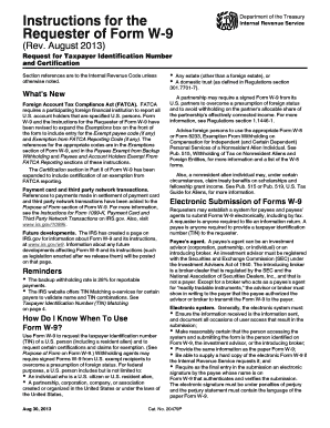 Form W-9 Request for Taxpayer Identification Number and Certification