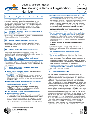Vehicle Registration Mark Transfer Form