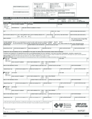 Blue Cross Blue Shield of Arizona Employee Health Insurance Enrollment Form
