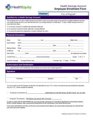 Health Savings Account Employee Enrollment Form