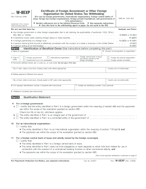 Form W-8EXP for US Tax Withholding