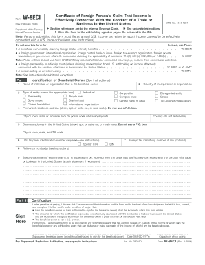 Form W-8ECI for Foreign Person's Income