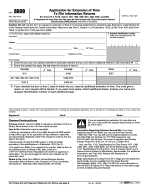 IRS Form 8809 Application for Extension of Time