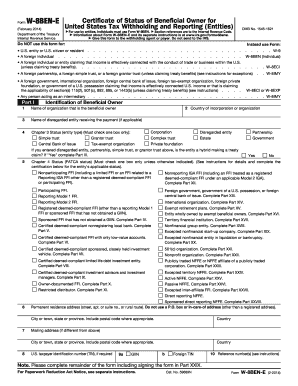Form W-8BEN-E Certificate of Status of Beneficial Owner for Entities