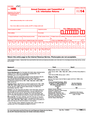IRS Form 1096 Annual Summary and Transmittal