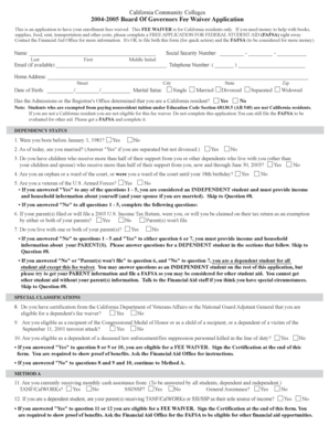 California Community Colleges Board Of Governors Fee Waiver Application