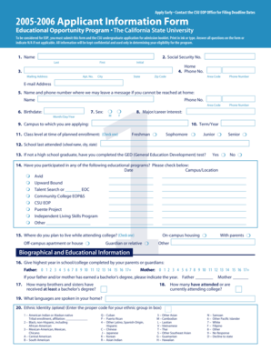 2005-2006 EOP Applicant Information Form