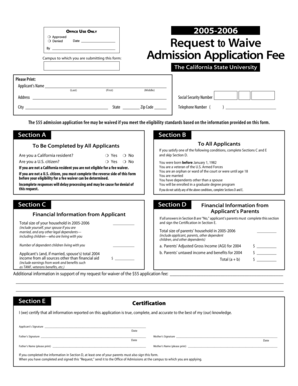California State University Admission Application Fee Waiver Form