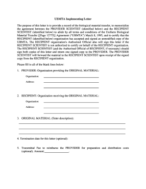 UBMTA Implementing Letter