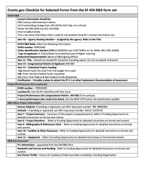 Grants.gov Checklist for SF 424 R&R Forms